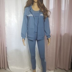 3PC FASHION INSIDER ACTIVEWEAR SIZE S/M BABYBLUE